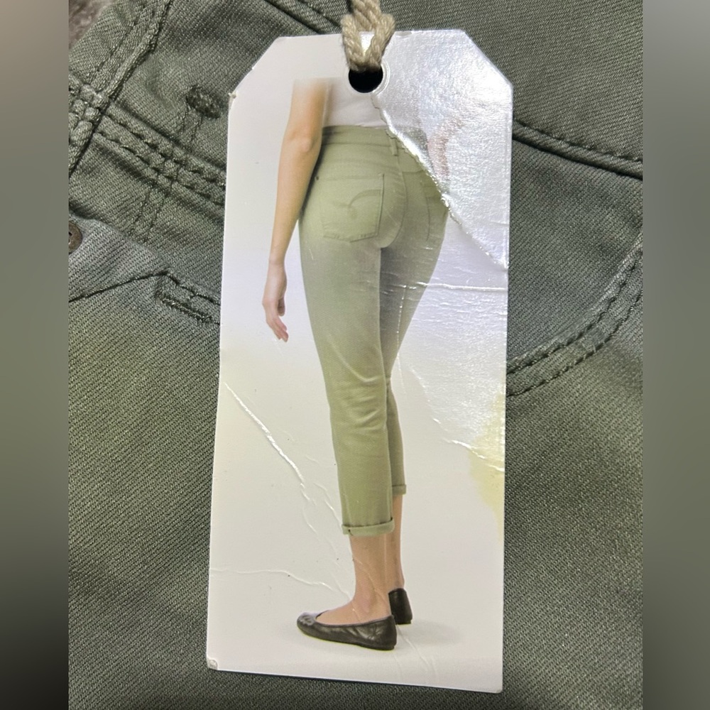 Cropped Santana Jeans Green Straight Leg  sz 8